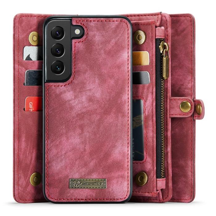 Caseme - CASEME 008 Wallet Skal Vintage PU Läder för Samsung Galaxy S20 Plus - Röd