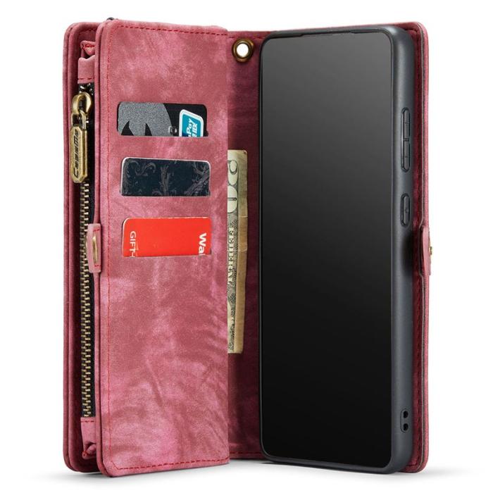 Caseme - CASEME 008 Wallet Skal Vintage PU Läder för Samsung Galaxy S20 Plus - Röd