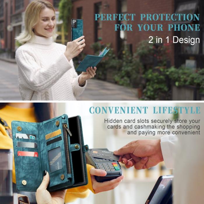 Caseme - CASEME 008 Zipper Wallet Skal för Samsung Galaxy Note20 - Blå