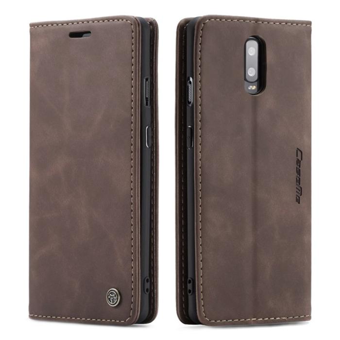 Caseme - CASEME 013 Auto-absorberande Läder Flip Wallet Fodral OnePlus 7 - Coffee