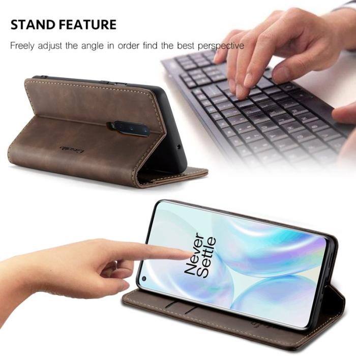 Caseme - CASEME 013 Auto-absorberande Läderplånbok OnePlus 8 - Kaffe