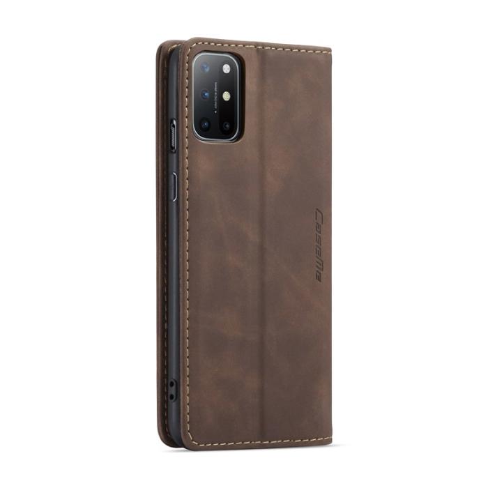 Caseme - CASEME 013 Auto-absorberande Läderplånboksfodral OnePlus 8T - Coffee