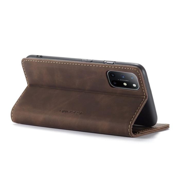Caseme - CASEME 013 Auto-absorberande Läderplånboksfodral OnePlus 8T - Coffee