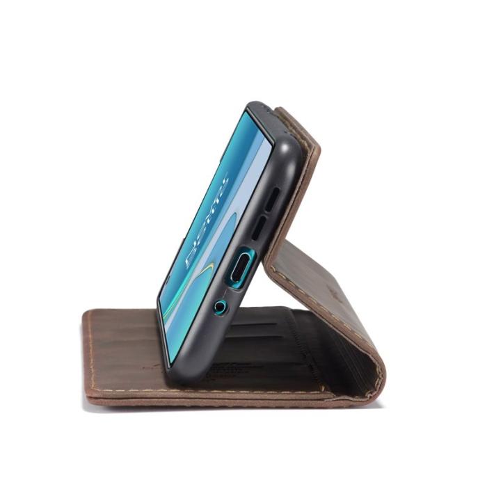 Caseme - CASEME 013 Auto-absorberande Läderplånboksfodral OnePlus 8T - Coffee