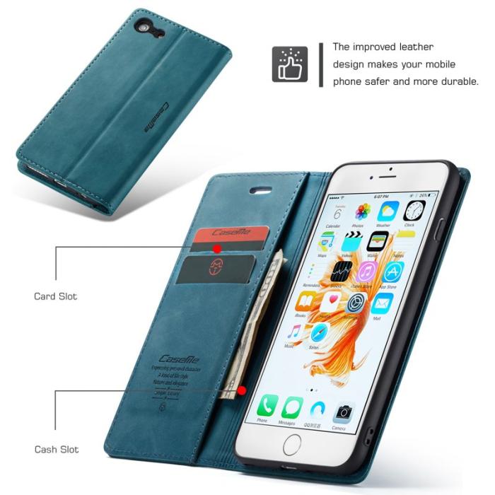 Caseme - CASEME 013 Auto-absorberande PU Läder Fodral iPhone 6s/6 Blå