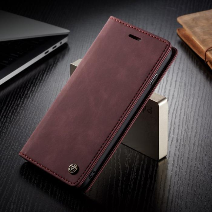 Caseme - CASEME 013 Auto-absorberande PU Läder Fodral iPhone 7/8 Plus Vinröd