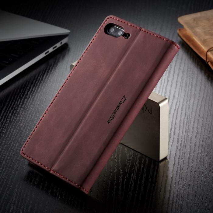 Caseme - CASEME 013 Auto-absorberande PU Läder Fodral iPhone 7/8 Plus Vinröd
