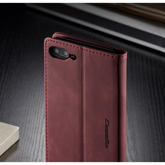 Caseme - CASEME 013 Auto-absorberande PU Läder Fodral iPhone 7/8 Plus Vinröd
