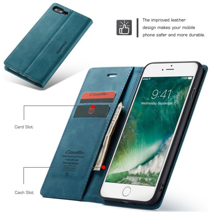 Caseme - CASEME 013 Auto-absorberande PU Läder Plånboksfodral Blå