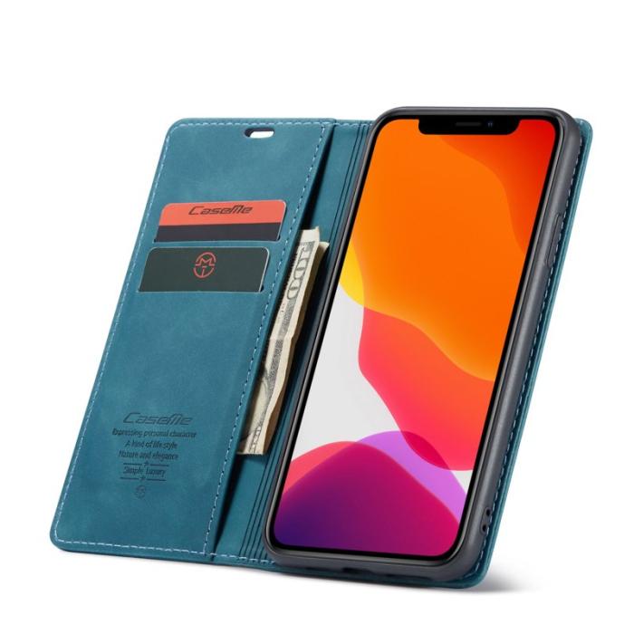 Caseme - CASEME 013 Flip Läder Plånboksfodral iPhone 11 Pro Max Blå