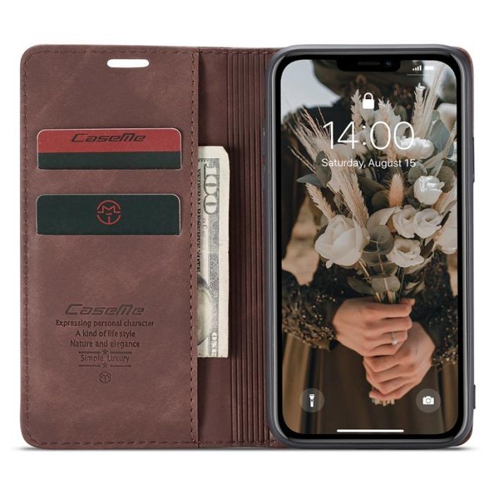 Caseme - CASEME 013 Flip Konstläder Plånboksfodral för iPhone 11 6.1 tum - Brun