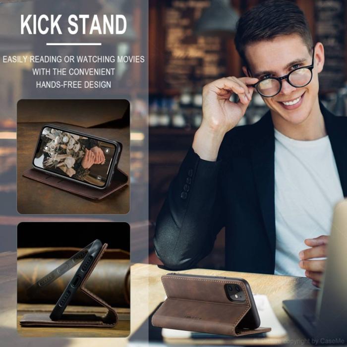 Caseme - CASEME 013 Flip Konstläder Plånboksfodral för iPhone 11 6.1 tum - Brun
