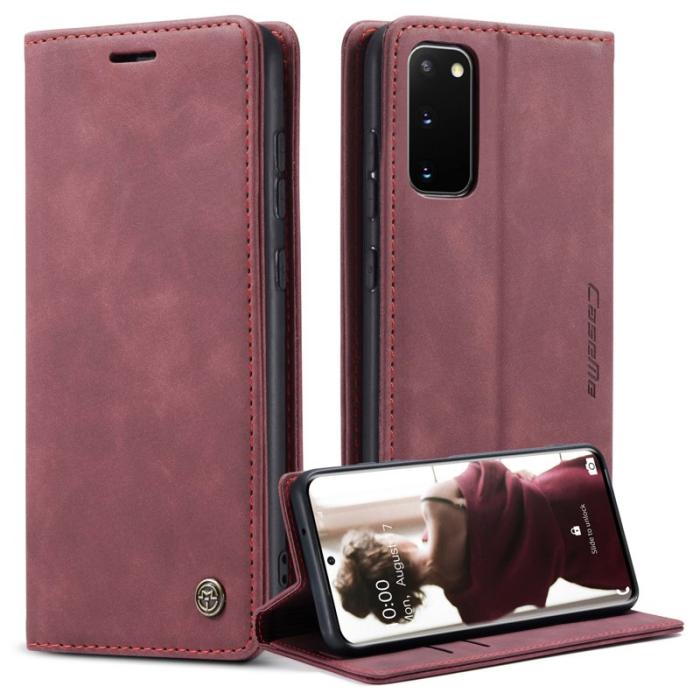 Caseme - CASEME 013 Flip Läderplånbok för Samsung Galaxy S20 4G/5G - Röd