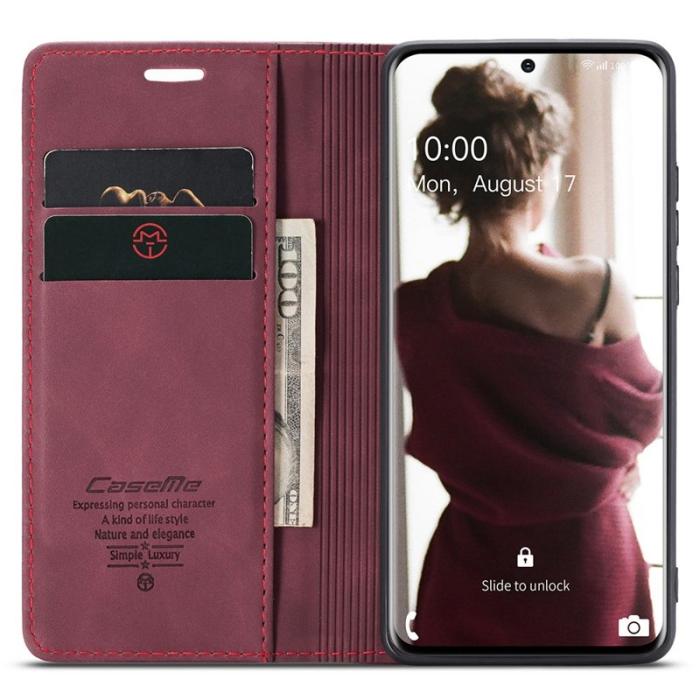 Caseme - CASEME 013 Flip Läderplånbok för Samsung Galaxy S20 4G/5G - Röd