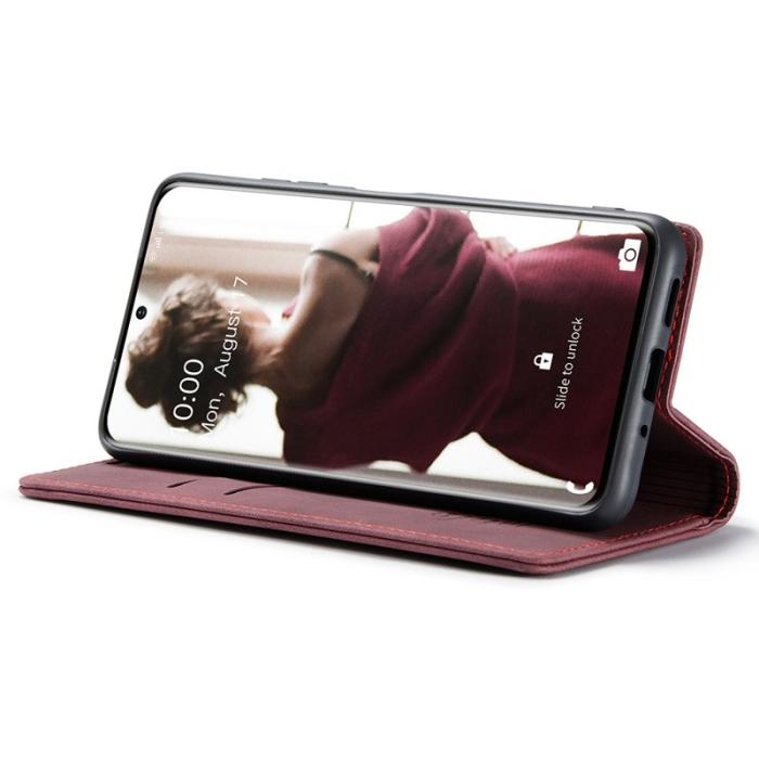 Caseme - CASEME 013 Flip Läderplånbok för Samsung Galaxy S20 4G/5G - Röd