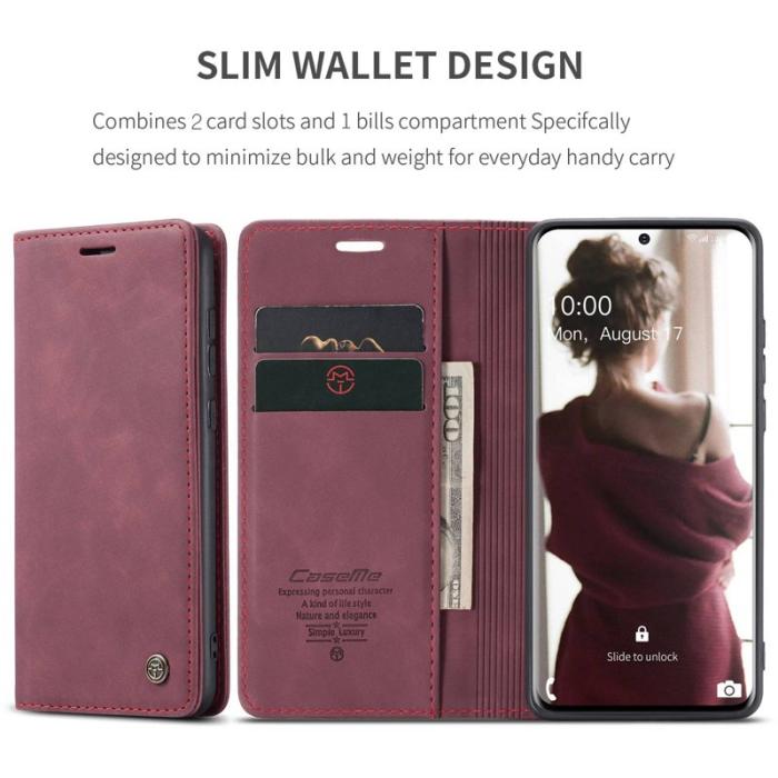 Caseme - CASEME 013 Flip Läderplånbok för Samsung Galaxy S20 4G/5G - Röd