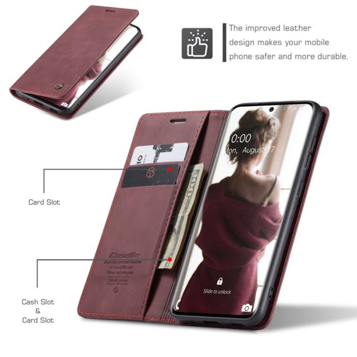 Caseme - CASEME 013 Flip Läderplånbok för Samsung Galaxy S20 4G/5G - Röd