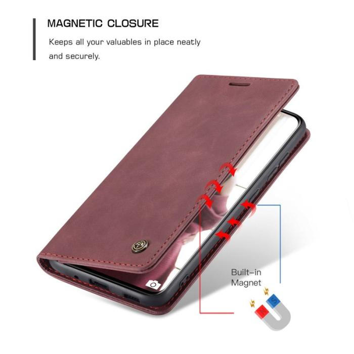 Caseme - CASEME 013 Flip Läderplånbok för Samsung Galaxy S20 4G/5G - Röd