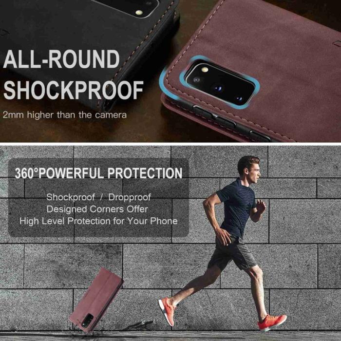 Caseme - CASEME 013 Flip Läderplånbok för Samsung Galaxy S20 4G/5G - Röd