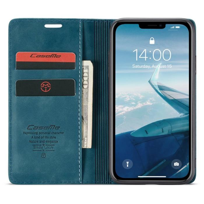 Caseme - CASEME 013 Flip Konstläderplånboksfodral till iPhone 11 - Blå