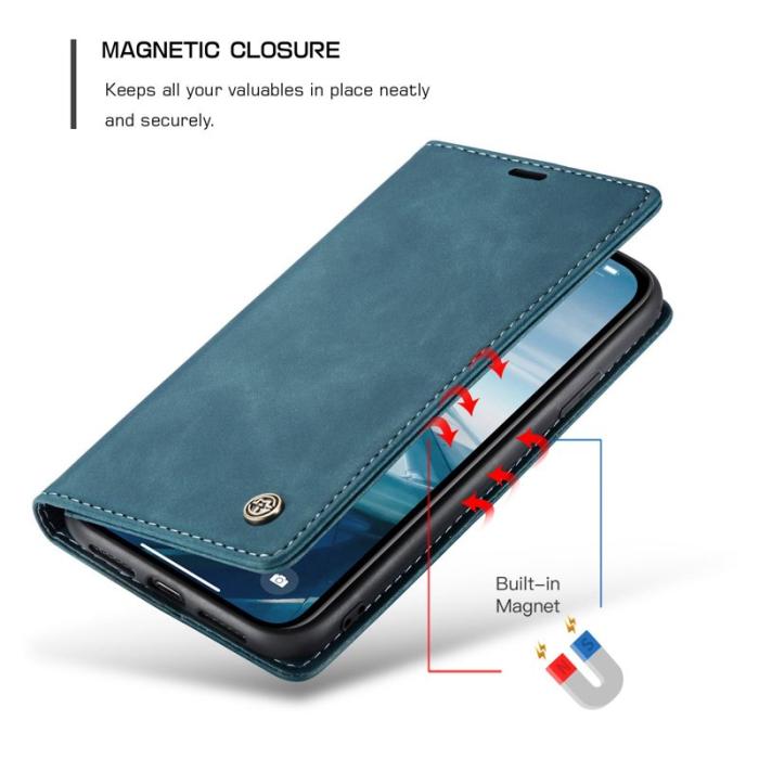 Caseme - CASEME 013 Flip Konstläderplånboksfodral till iPhone 11 - Blå
