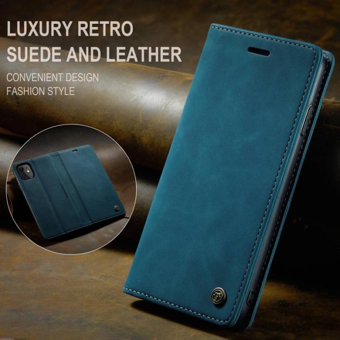 Caseme - CASEME 013 Flip Konstläderplånboksfodral till iPhone 11 - Blå