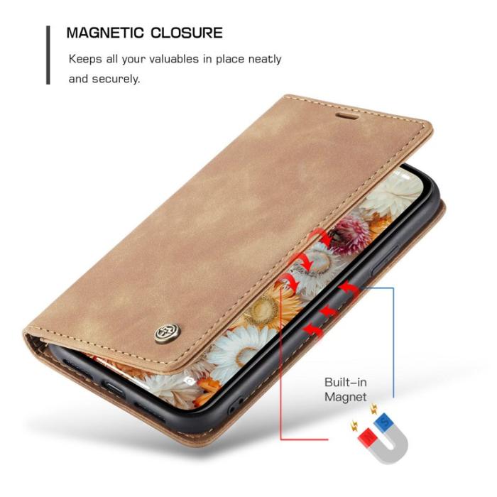 Caseme - CASEME 013 Flip Läderplånboksfodral till iPhone 11 - Brun