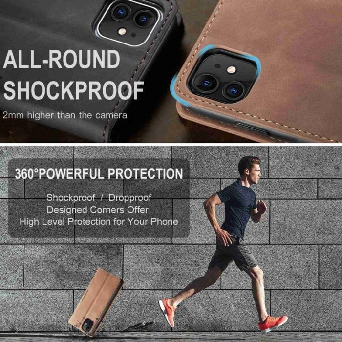 Caseme - CASEME 013 Flip Läderplånboksfodral till iPhone 11 - Brun