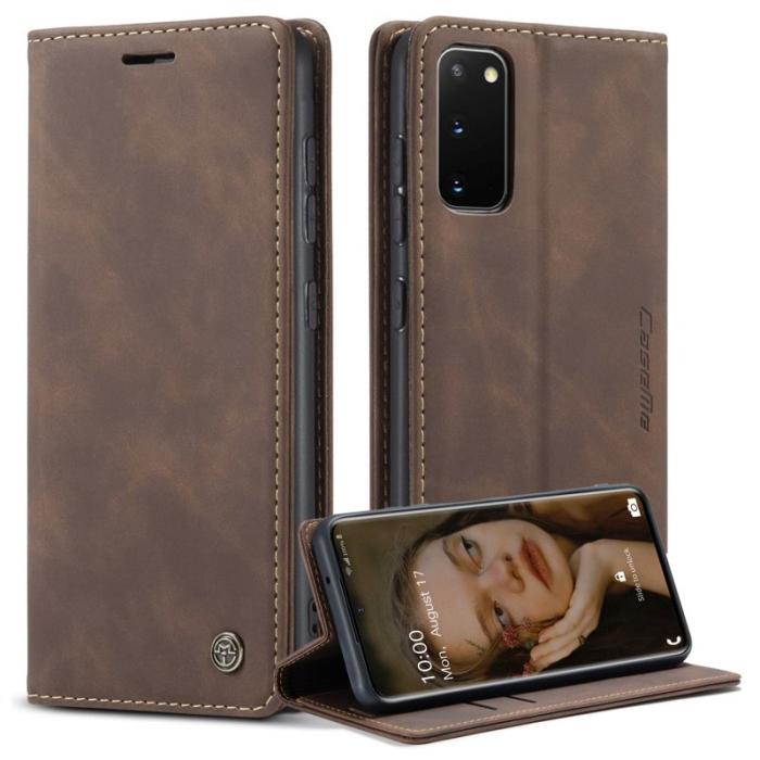 Caseme - CASEME 013 Flip Leather Wallet Case för Samsung Galaxy S20 - Mörkbrun