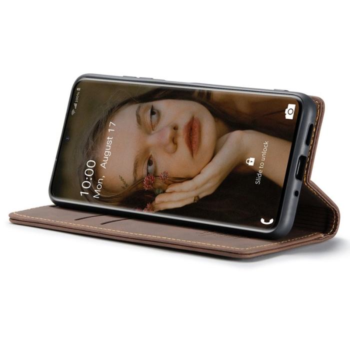 Caseme - CASEME 013 Flip Leather Wallet Case för Samsung Galaxy S20 - Mörkbrun