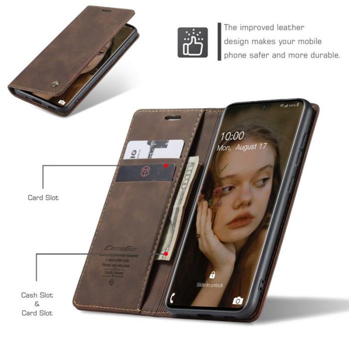 Caseme - CASEME 013 Flip Leather Wallet Case för Samsung Galaxy S20 - Mörkbrun