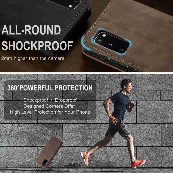 Caseme - CASEME 013 Flip Leather Wallet Case för Samsung Galaxy S20 - Mörkbrun