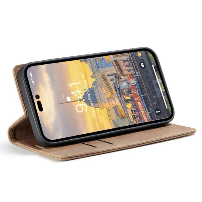 Caseme - CASEME 013 Flip Wallet Case iPhone 14 Pro Max 6.7 tum Brun