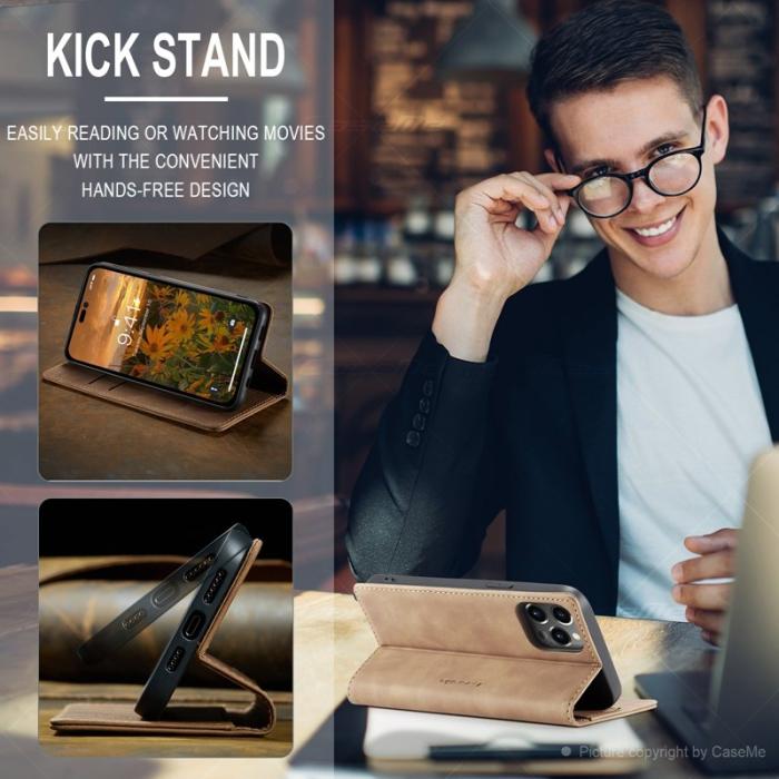 Caseme - CASEME 013 Flip Wallet Case iPhone 14 Pro Max 6.7 tum Brun