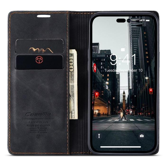 Caseme - CASEME 013 Flip Wallet Case iPhone 14 Pro Max 6.7 tum - Svart