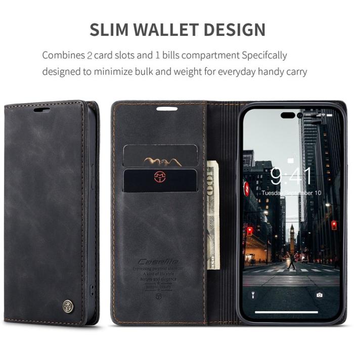 Caseme - CASEME 013 Flip Wallet Case iPhone 14 Pro Max 6.7 tum - Svart