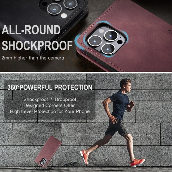 Caseme - CASEME 013 Flip Wallet Case iPhone 14 Pro Max Röd