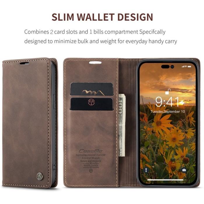 Caseme - CASEME 013 Flip Wallet Skal till iPhone 14 Pro Max - Kaffe