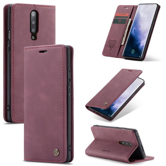 Caseme - CASEME 013 för OnePlus 7 Pro Fodral PU Läder Vinröd