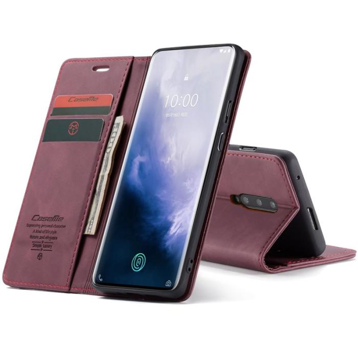 Caseme - CASEME 013 för OnePlus 7 Pro Fodral PU Läder Vinröd