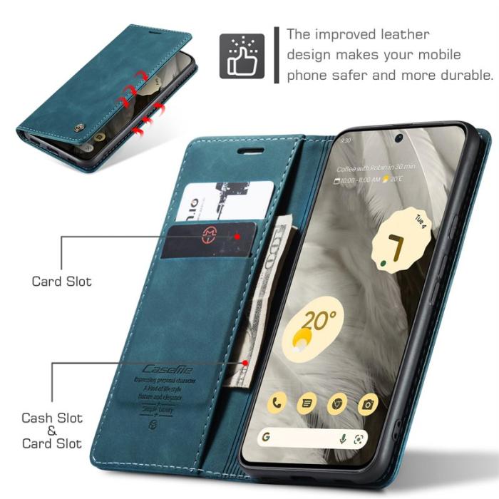 Caseme - CASEME 013 Google Pixel 8 Mobilskal Magnetiskt KonstLäder - Blå