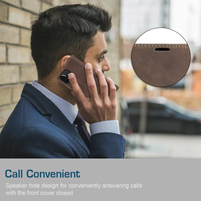 Caseme - CASEME 013 iPhone 12 Pro Fodral Läder Ställ Flip Skal Kaffe
