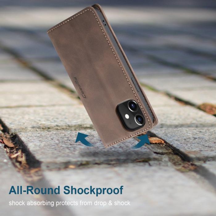Caseme - CASEME 013 iPhone 12 Pro Fodral Läder Ställ Flip Skal Kaffe