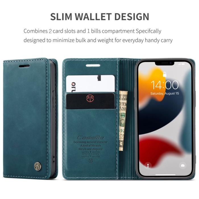 Caseme - CASEME 013 iPhone 13 mini Fodral Läder Magnetisk Grön