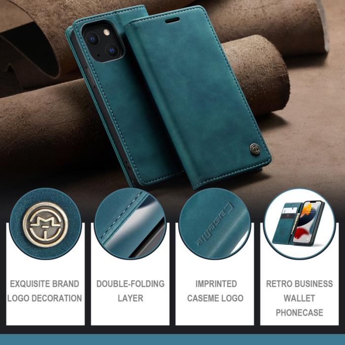 Caseme - CASEME 013 iPhone 13 mini Fodral Läder Magnetisk Grön