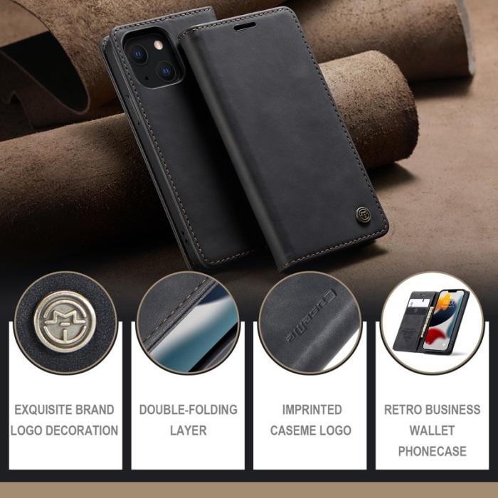 Caseme - CASEME 013 iPhone 13 mini Fodral Magnetiskt Läder Svart