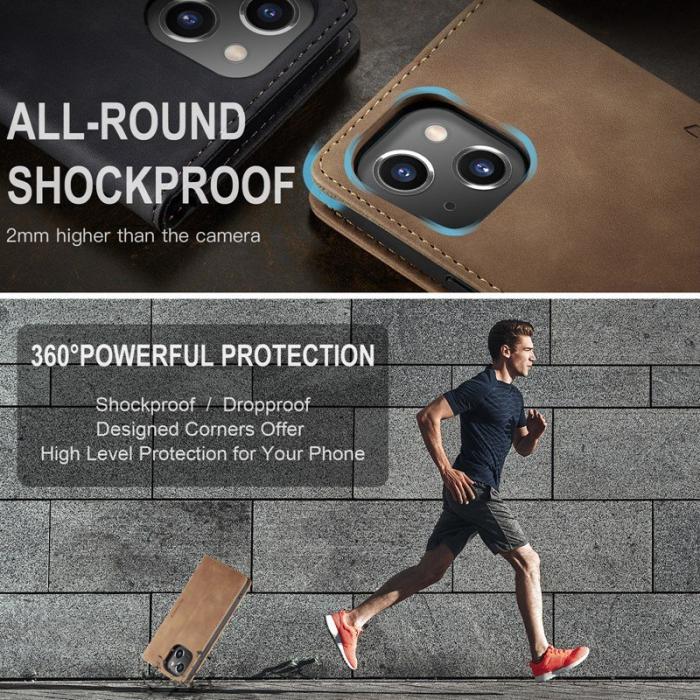 Caseme - CASEME 013 iPhone 14 Plus Skal Shockproof Läderfoder Brun