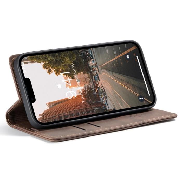 Caseme - CASEME 013 iPhone 14 Plus Skal Shockproof PU Läder Kaffe
