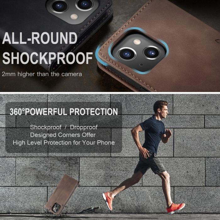 Caseme - CASEME 013 iPhone 14 Skal i Chockresistent PU Läder - Kaffe