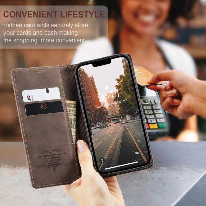 Caseme - CASEME 013 iPhone 14 Skal i Chockresistent PU Läder - Kaffe